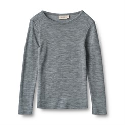 Wheat Wool T-shirt L/S Alfie - Melange grey